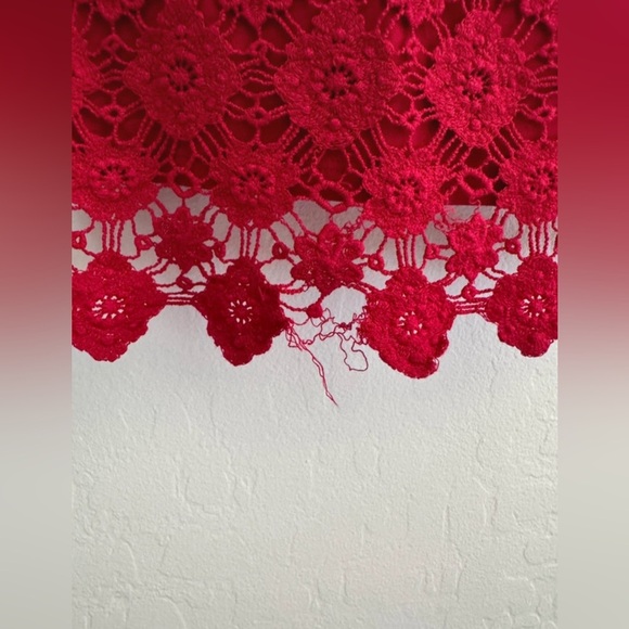 Forever 21 Red Floral Crochet Lace Sleeveless Crop Top Size Small - Picture 2 of 6